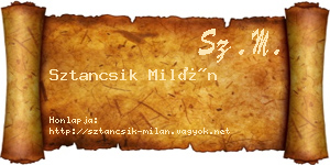 Sztancsik Milán névjegykártya