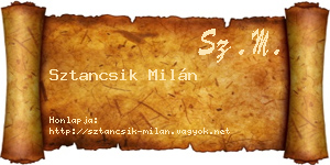 Sztancsik Milán névjegykártya