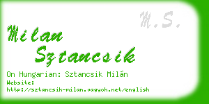 milan sztancsik business card