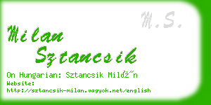 milan sztancsik business card